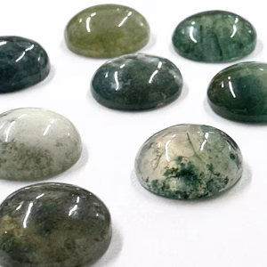 Moss Agate Cabochon, Round, 10mm